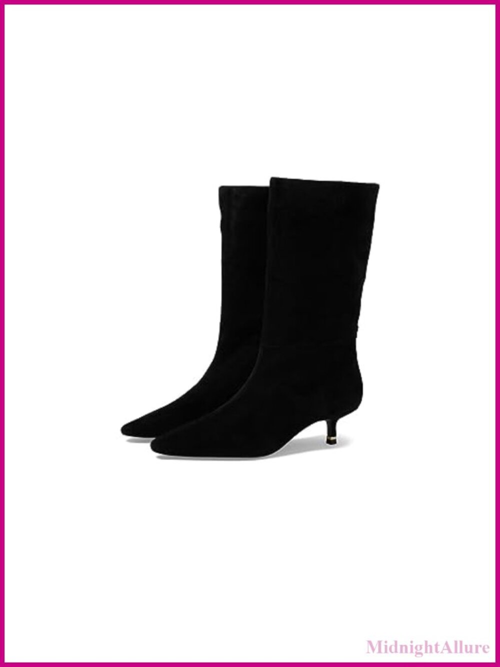 Womens Meryl Suede Kitten Heel Mid-Calf Boot Pointed Toe